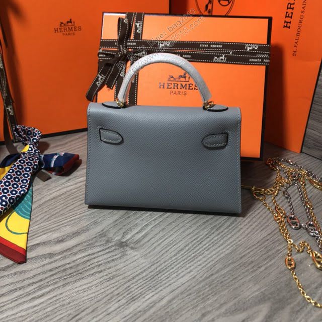 Hermes女包 愛馬仕kelly2代 Epsom金銀扣 全手縫 Hermes新款Mini kelly女包  am1800